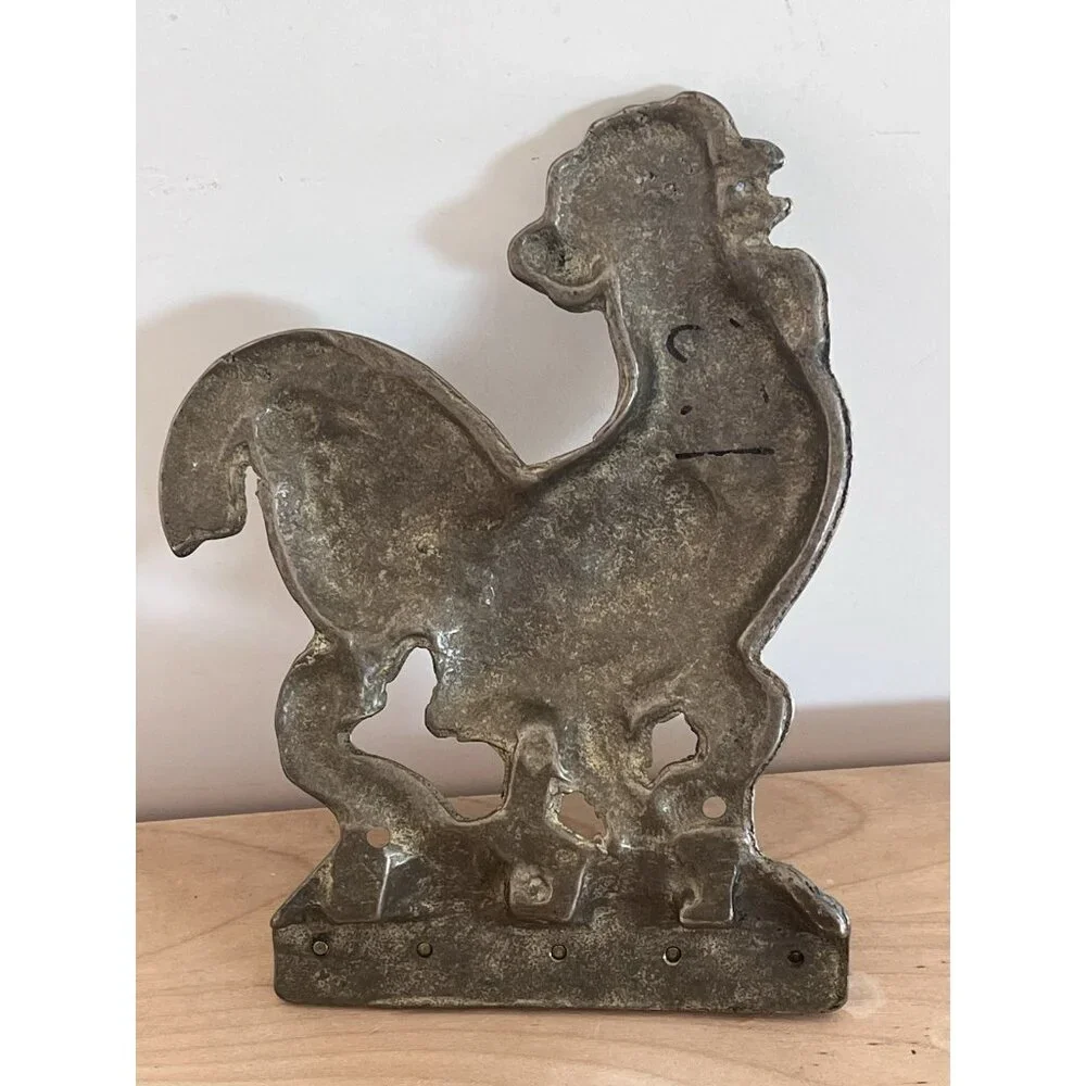 Vintage Brass Rooster Wall Mount Hooks Farmhouse Rustic Kitchen Chicken Décor